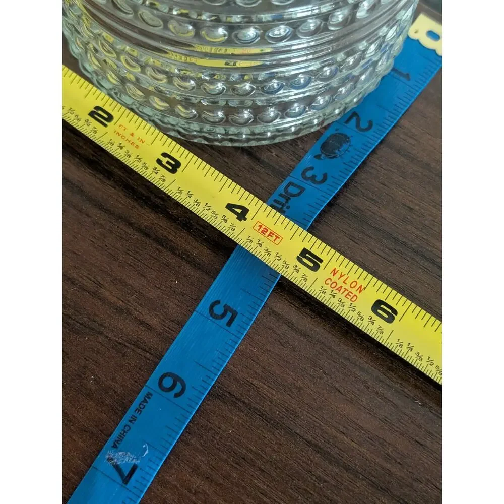 Vintage Round Glass Jar with Raised Geometric Design